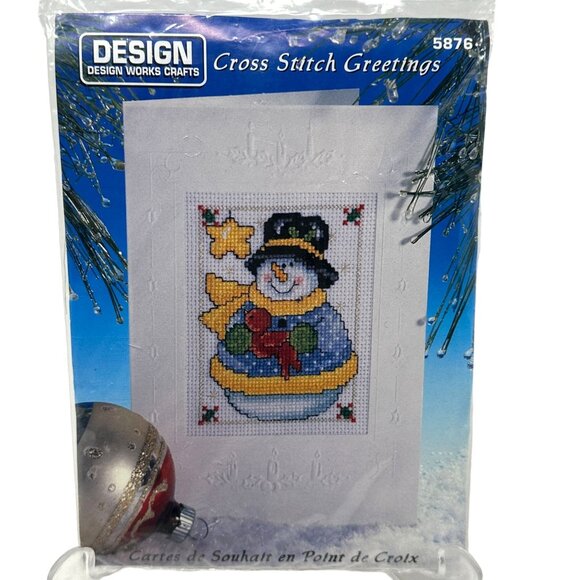 NEW Design Works Crafts Snowman Cross Stitch Greetings Christmas Holiday Hobby - Picture 4 of 8